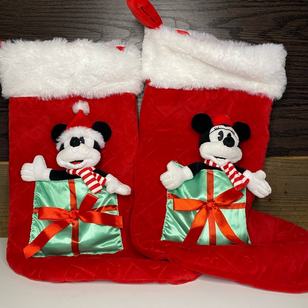 Disney Mickey and Minnie plush stockings